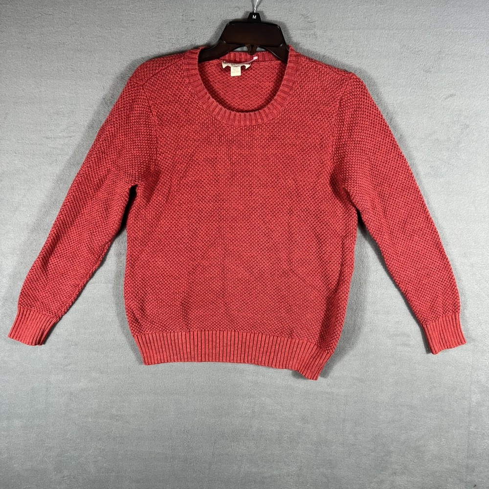 Appleseed's Petites‎ PM Red Cotton Crew Neck Textured Knit Sweater Women's